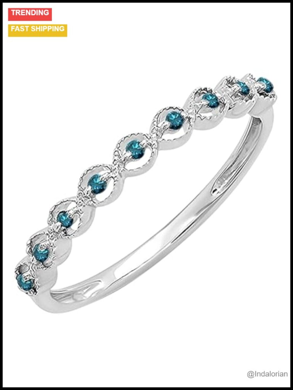Dazzlingrock 0.10 Ctw Natural Round Diamond 9 Stone Minimalist Stackable